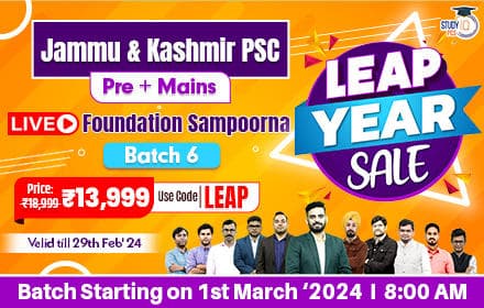 Jammu & Kashmir PSC (Pre + Mains) Live Foundation Sampoorna Batch 6