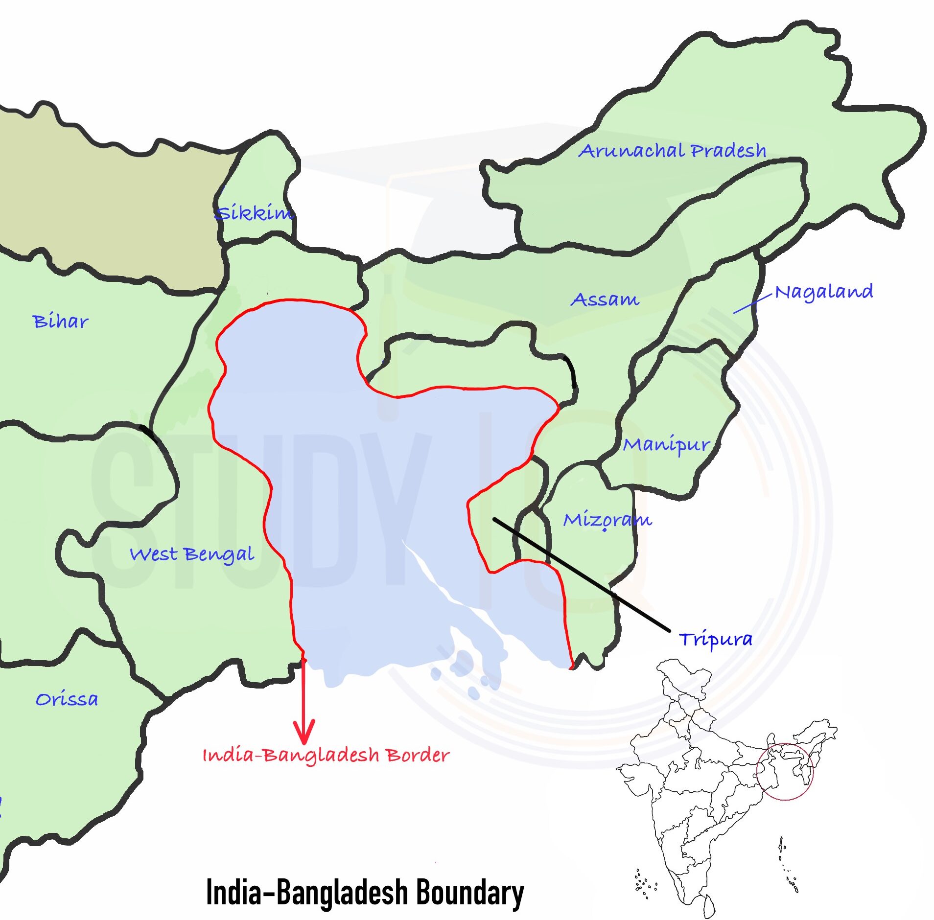 India and Bangladesh Border