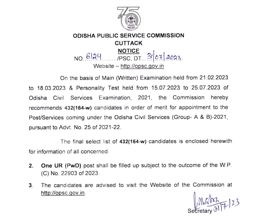 Odisha Civil Services Result for 2022 Out, OPSC OAS Final Result 2021_4.1