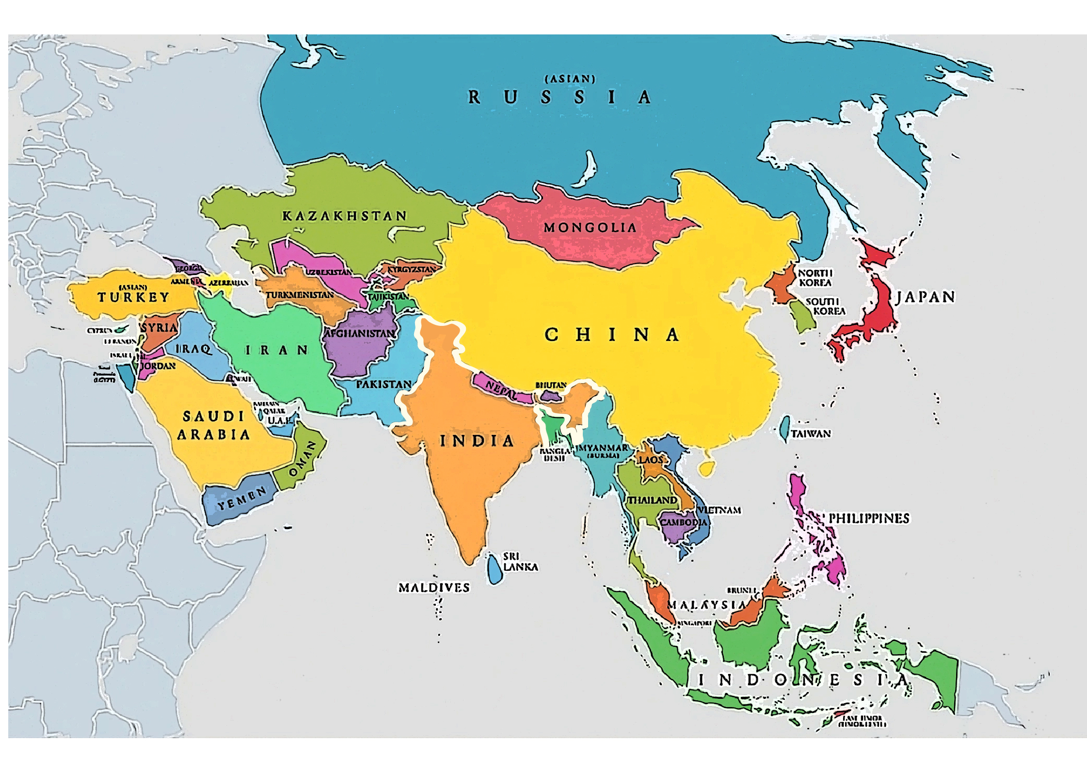 Countries And Capitals Of Asia Map South Asia Countries And Capitals