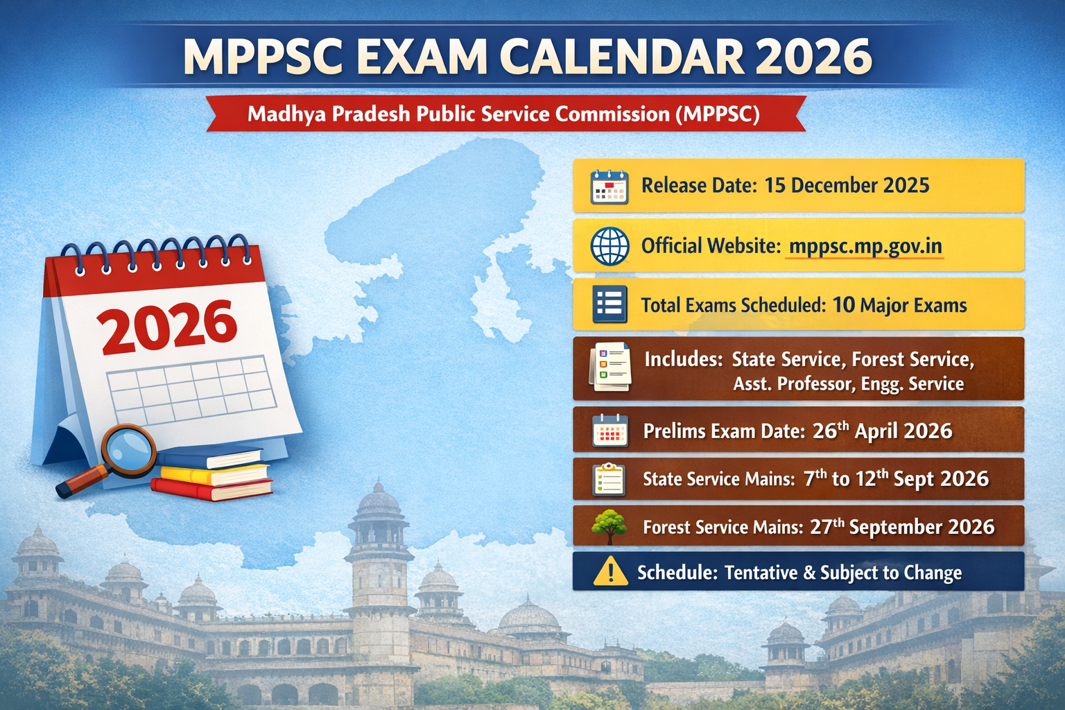 MPPSC Exam Calendar 2026