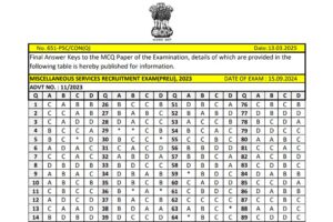 WBPSC Miscellaneous Answer Key 2024 Out – Download PDF, Raise Objection Till 16 December