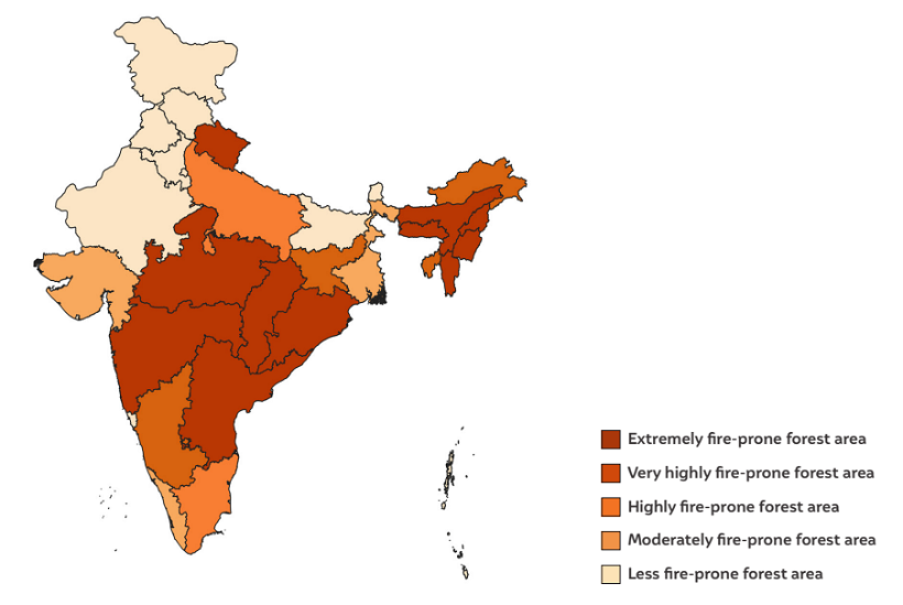 Hotspots for Wildfires in India
