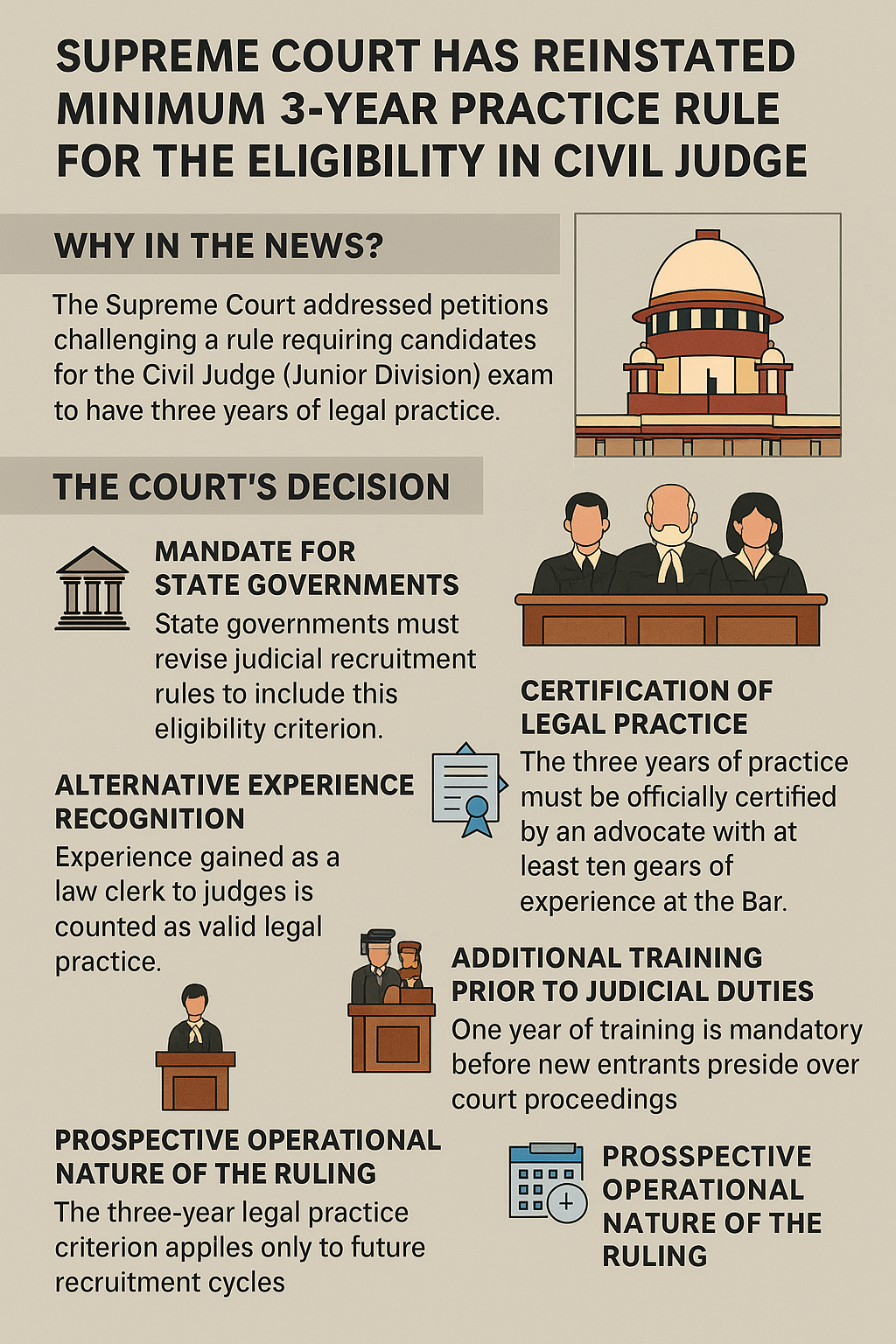 Minimum 3 Year Practice Rule for Eligibility in Civil Judge