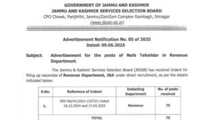 JKSSB Naib Tehsildar Recruitment 2025
