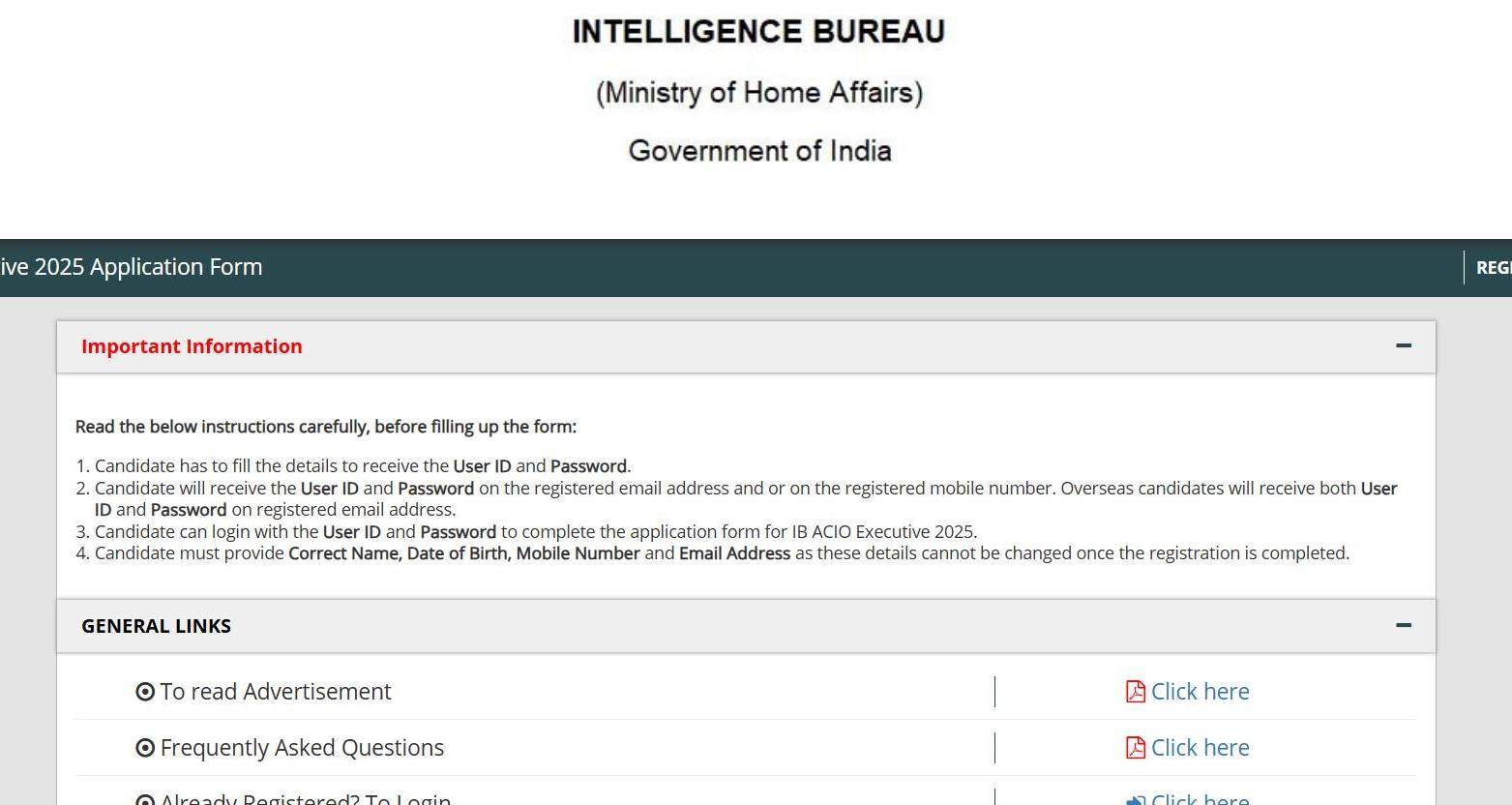 IB ACIO City Intimation Slip 2025