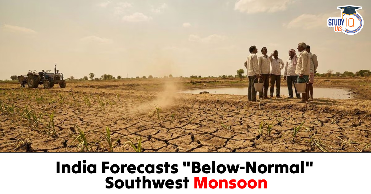 India Forecasts Below-Normal Southwest Monsoon