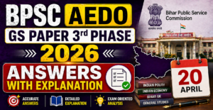 BPSC AEDO GS Paper 3rd Phase 2026 Answers with Explanation (20 April)