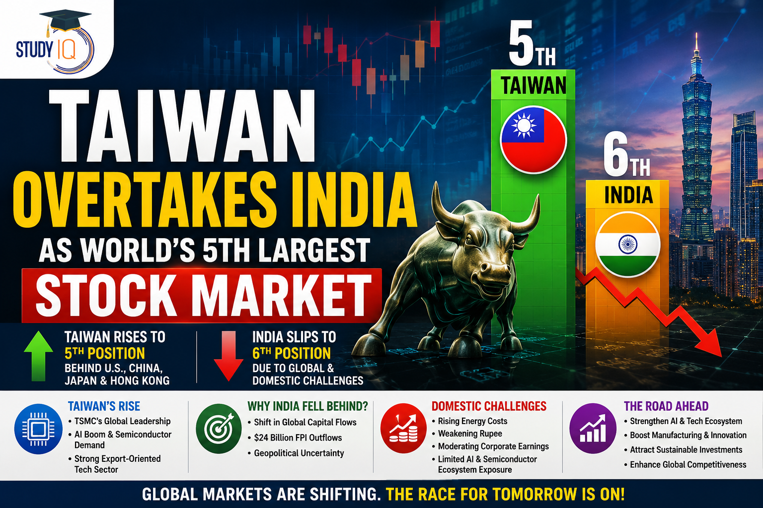 Taiwan Overtakes India as World’s 5th Largest Stock Market