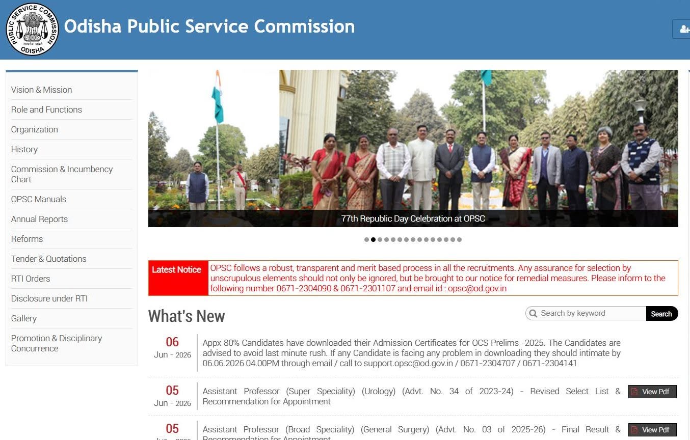 OPSC OCS Question Paper 2026