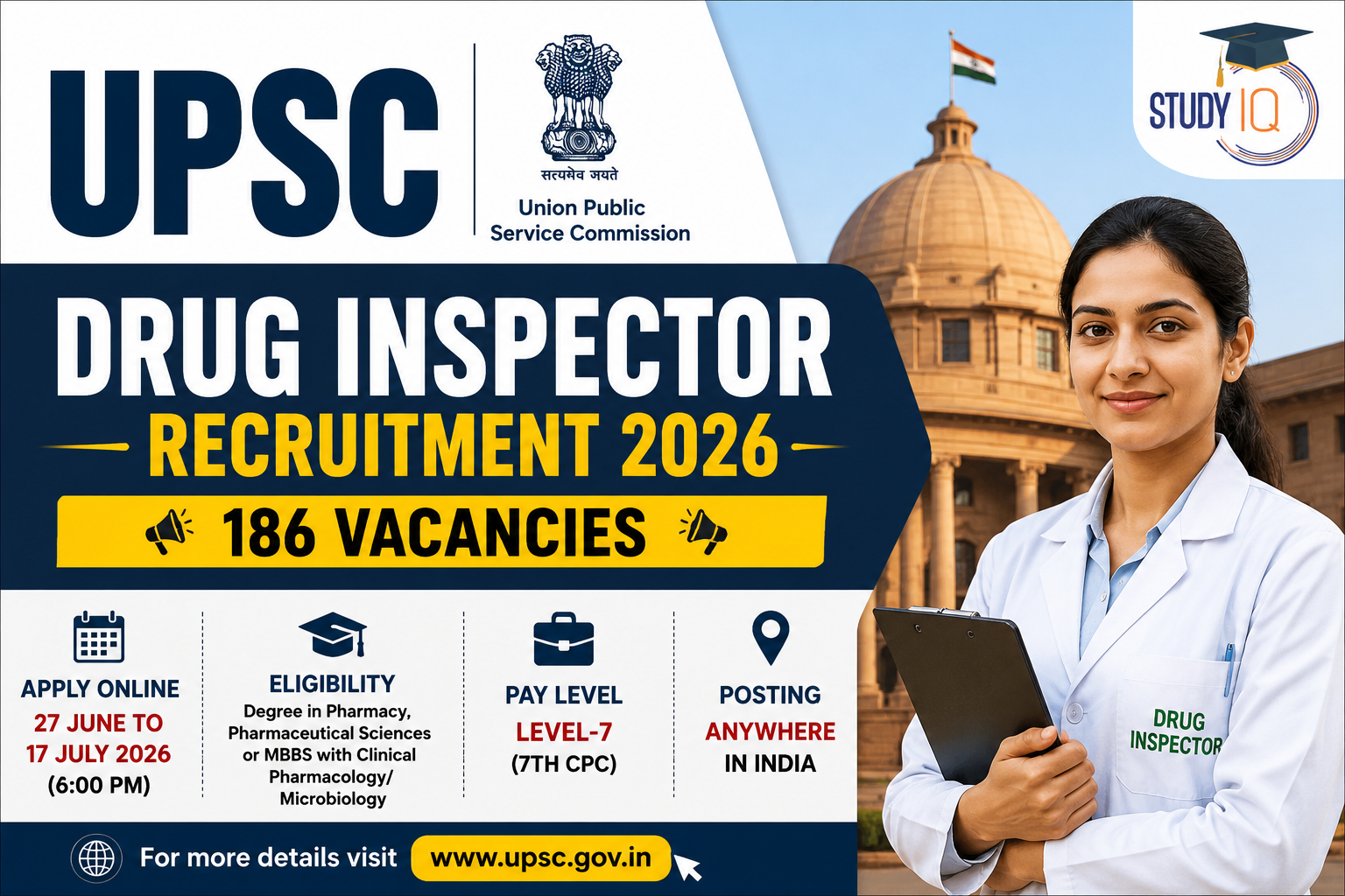 UPSC Drug Inspector Recruitment 2026