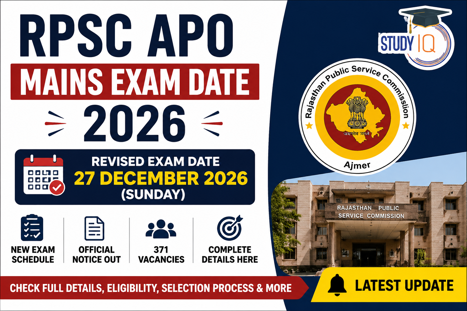 RPSC APO Mains Exam Date 2026
