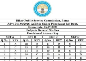 BPSC Auditor Answer Key 2026
