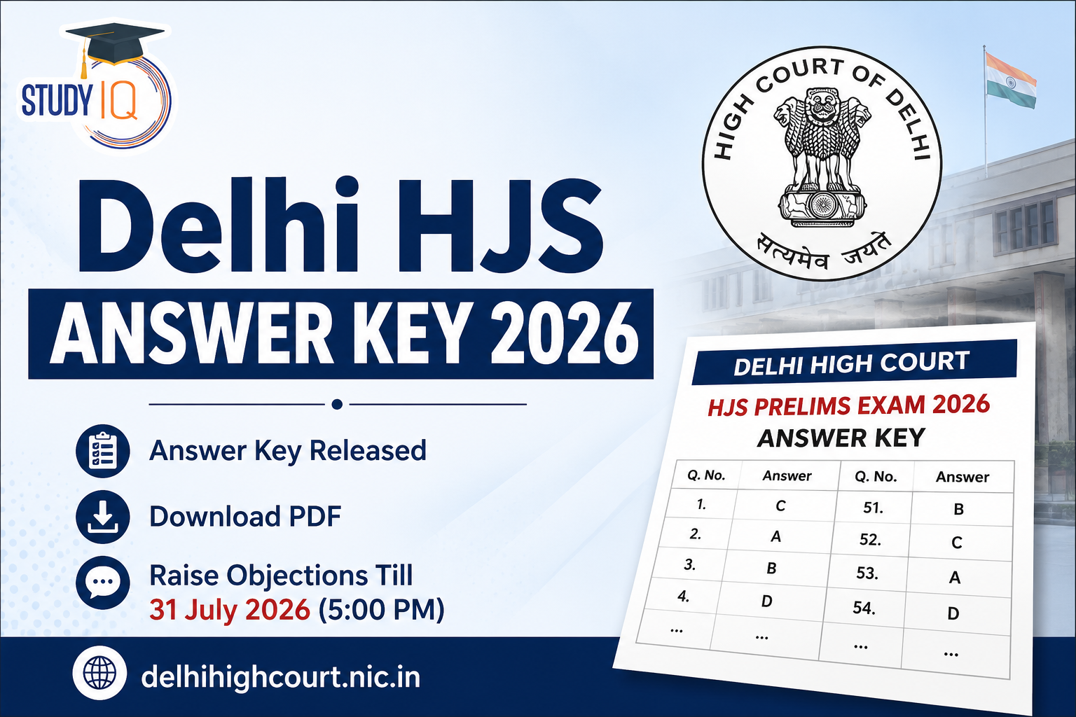 Delhi HJS Answer Key 2026