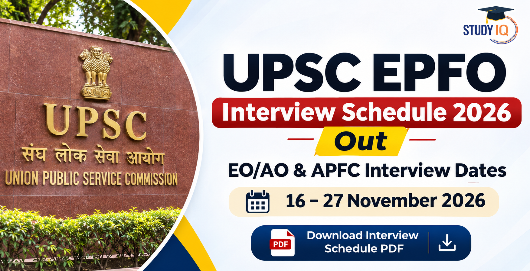 UPSC EPFO Interview Schedule 2026