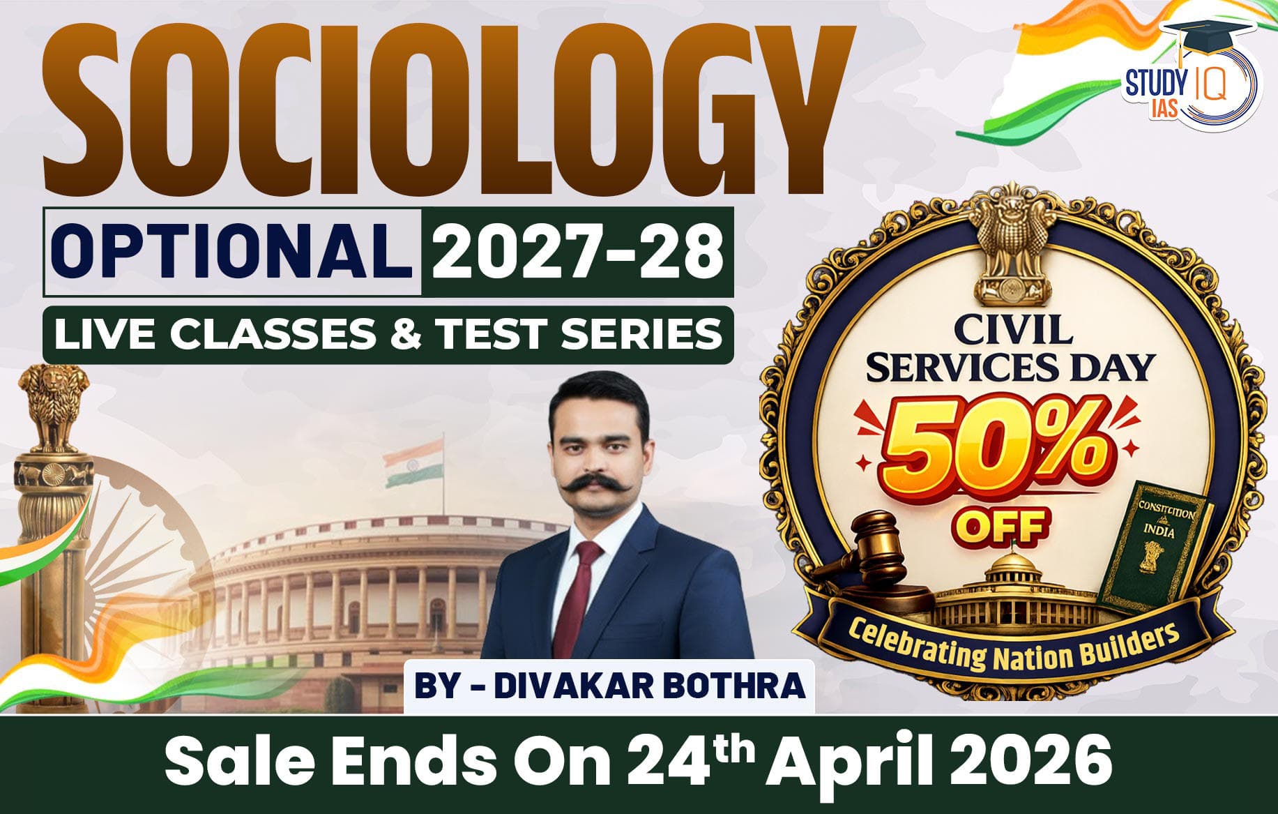 UPSC IAS (Mains) Sociology Optional Live 2027-28 (Comprehensive) April Batch By Divakar Bothra