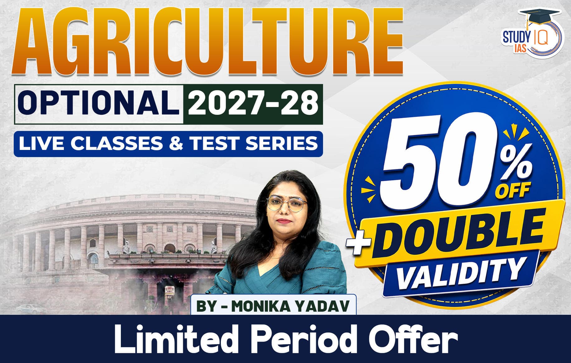UPSC IAS (Mains) Agriculture Optional Live 2027-28 (Comprehensive) April Batch By Monika Yadav
