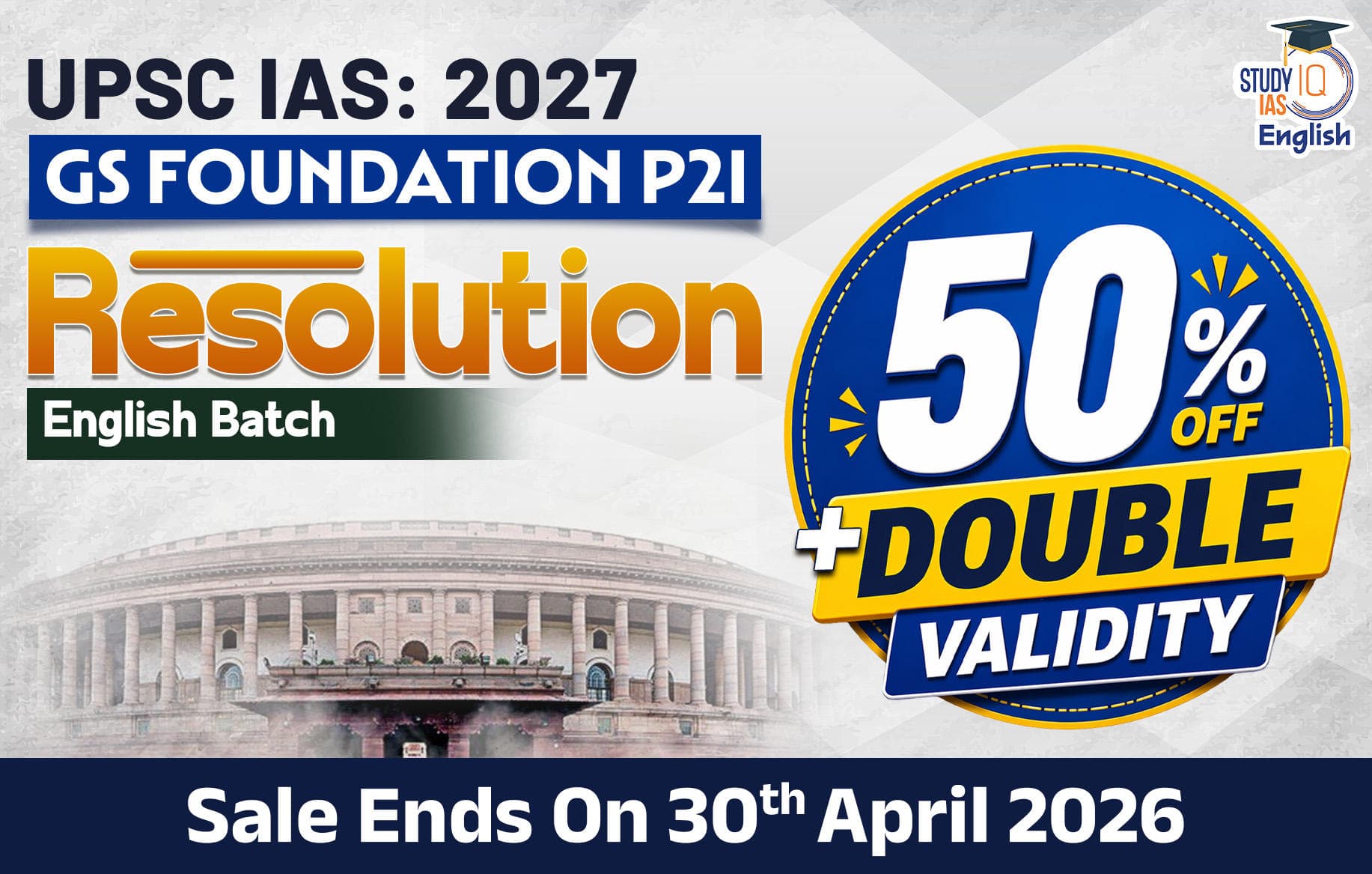 UPSC IAS Live GS P2I Foundation 2027 Resolution April Morning English Batch (Gold)