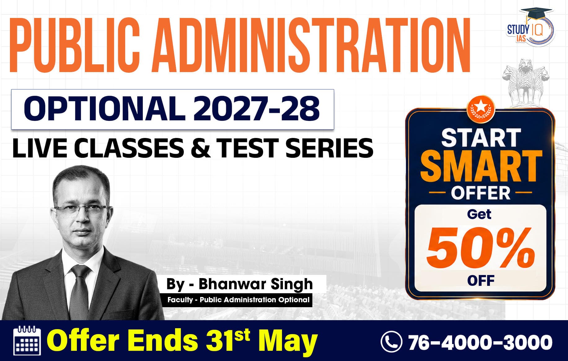 UPSC IAS (Mains) Public Administration Optional Live 2027-28 (Comprehensive) May Batch By Bhanwar Singh