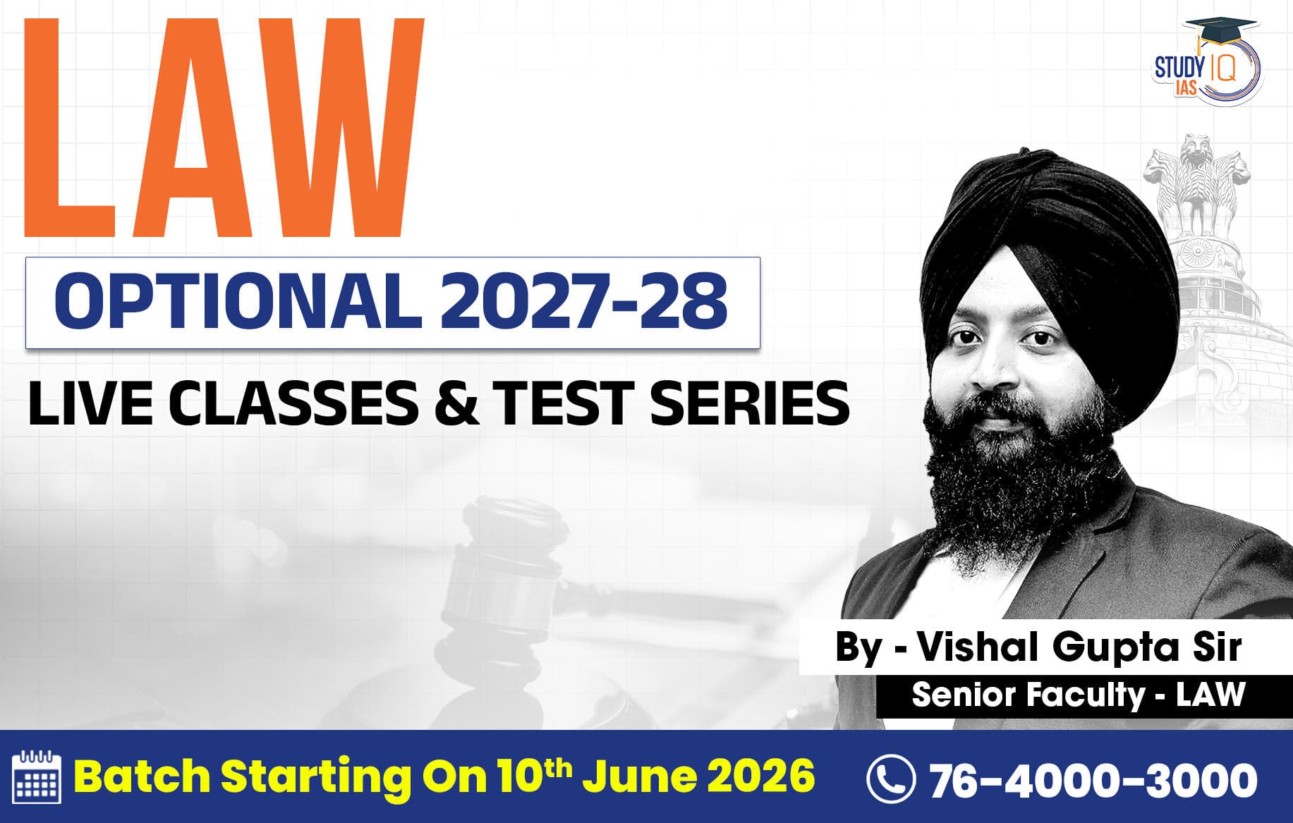 UPSC IAS (Mains) Law Optional Live 2027-28 June Batch By Vishal Gupta (Gold)
