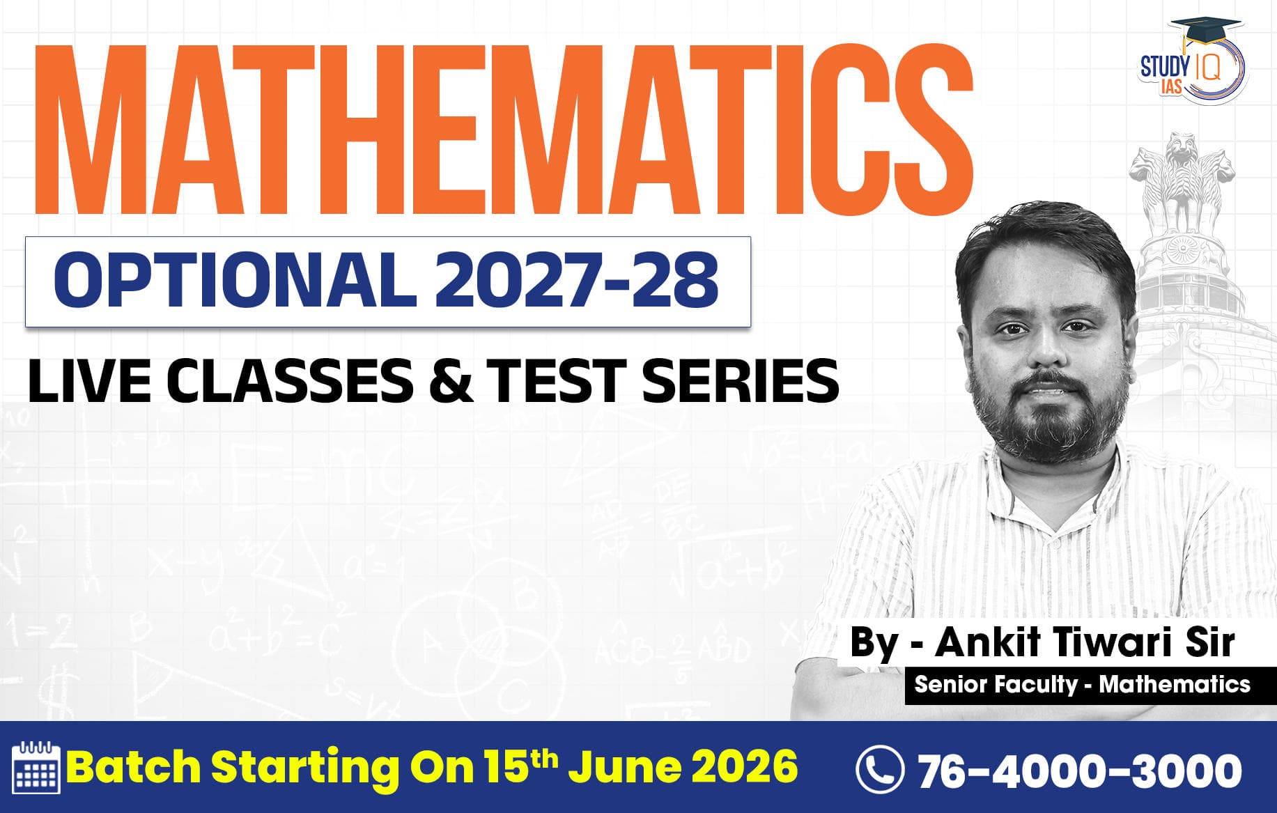 UPSC IAS (Mains) Mathematics Optional Live 2027-28 (Comprehensive) May Batch By Ankit Tiwari (Platinum)
