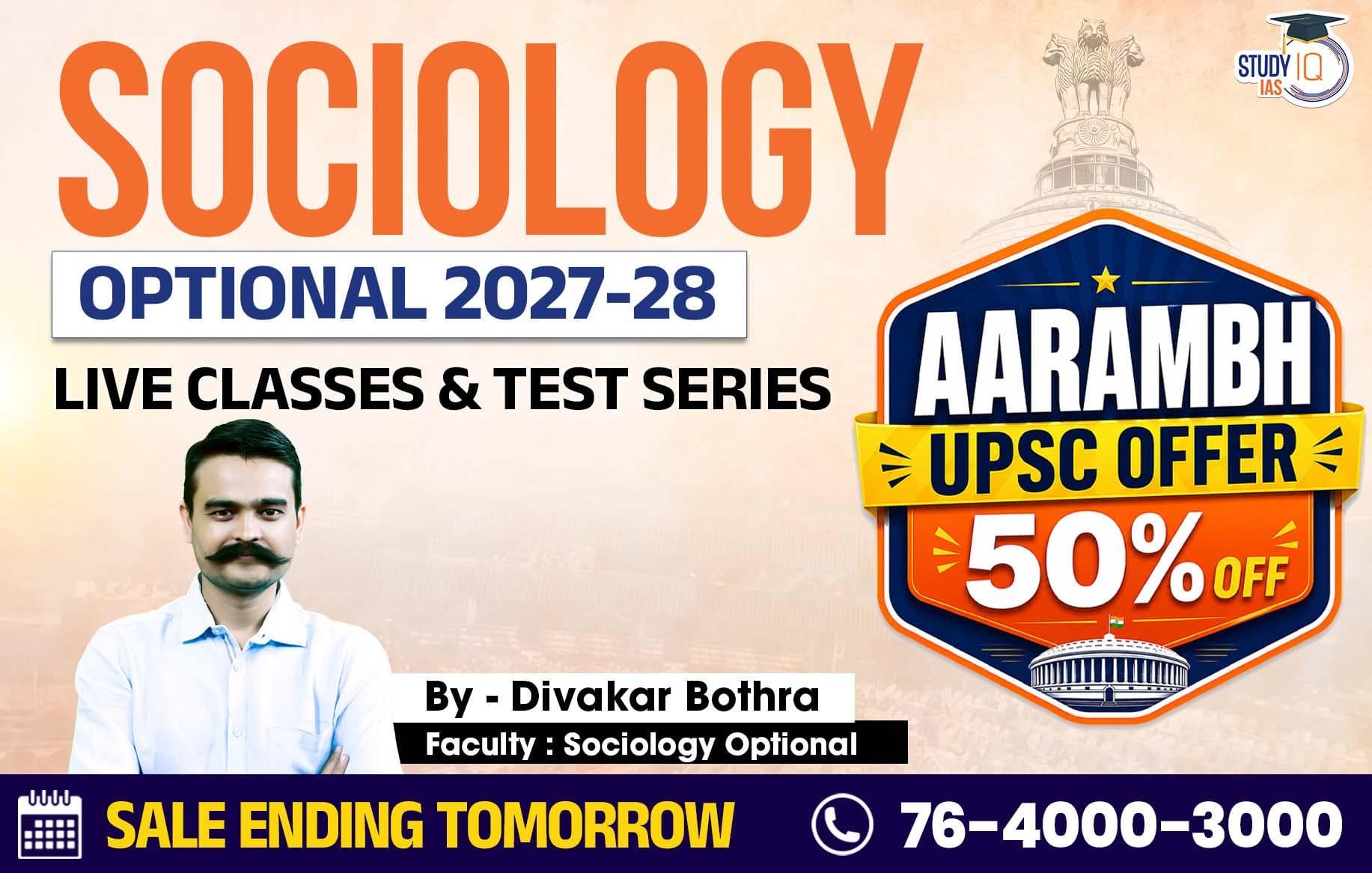 UPSC IAS (Mains) Sociology Optional Live 2027-28 (Comprehensive) June Batch By Divakar Bothra