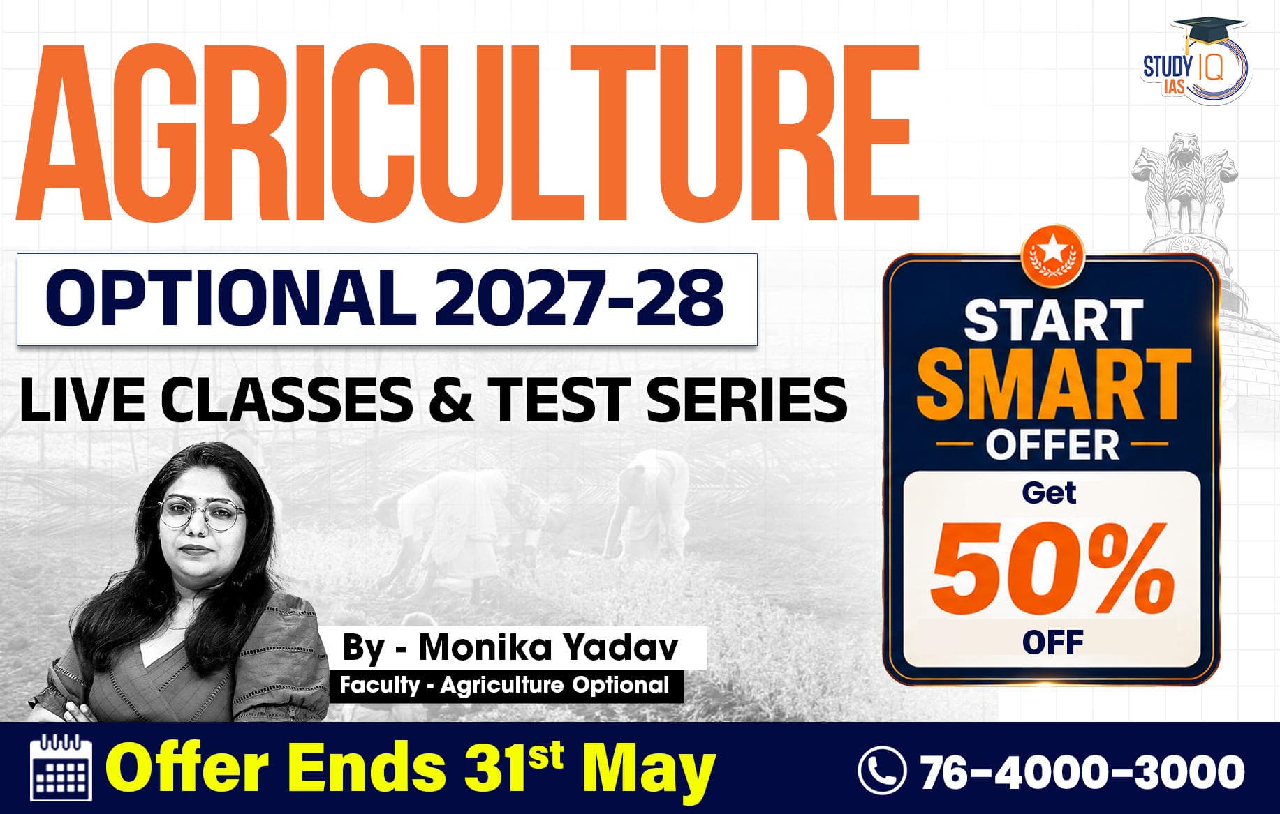 UPSC IAS (Mains) Agriculture Optional Live 2027-28 (Comprehensive) June Batch By Monika Yadav