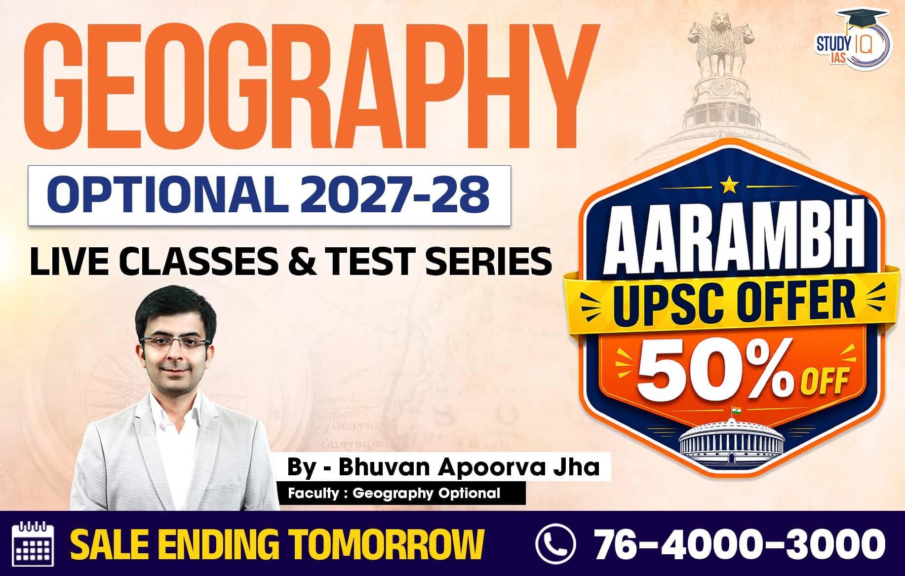 UPSC IAS (Mains) Geography Optional Live 2027-28 (Comprehensive) June Batch By Bhuvan Jha 