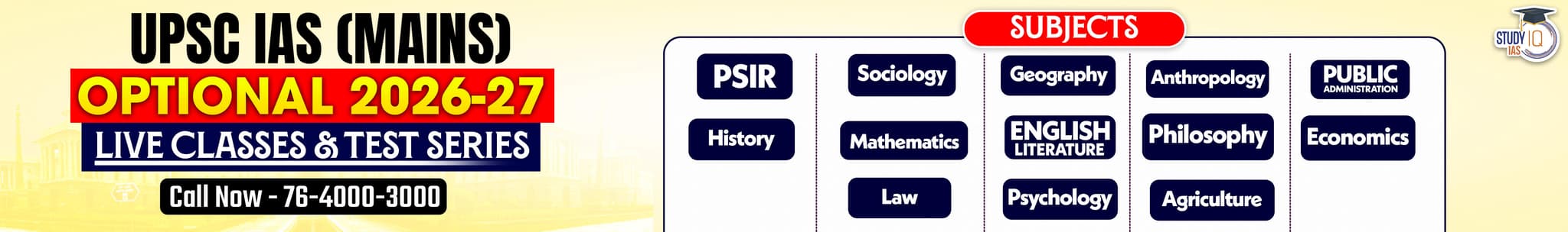 UPSC IAS (Mains) PSIR Optional Live 2027-28 (Comprehensive) April Batch By Shashank Tyagi