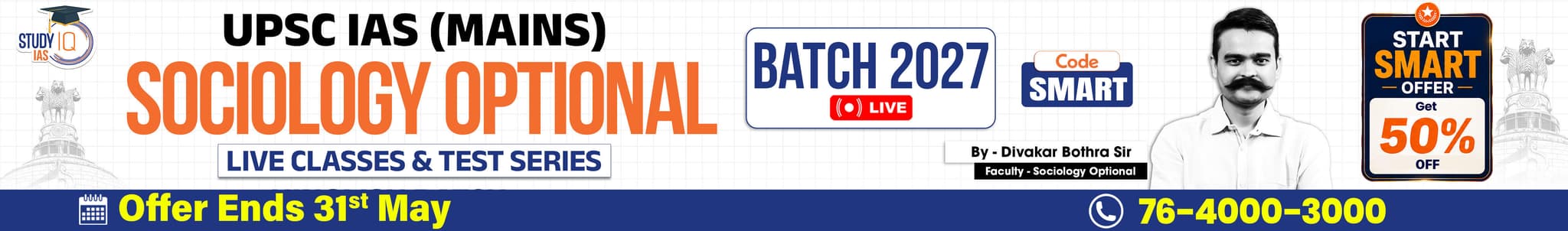 UPSC IAS (Mains) Sociology Optional Live 2027-28 (Comprehensive) June Batch By Divakar Bothra