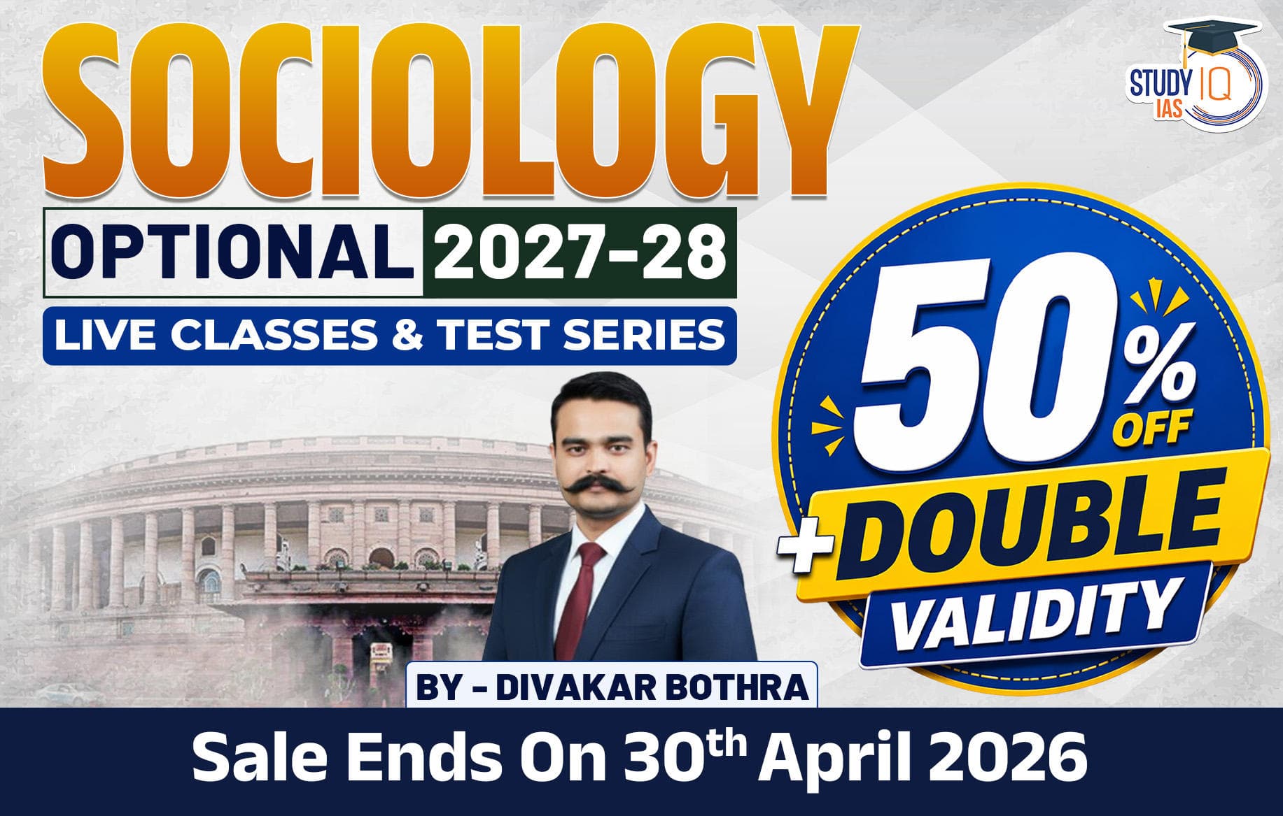 UPSC IAS (Mains) Sociology Optional Live 2027-28 (Comprehensive) April Batch By Divakar Bothra