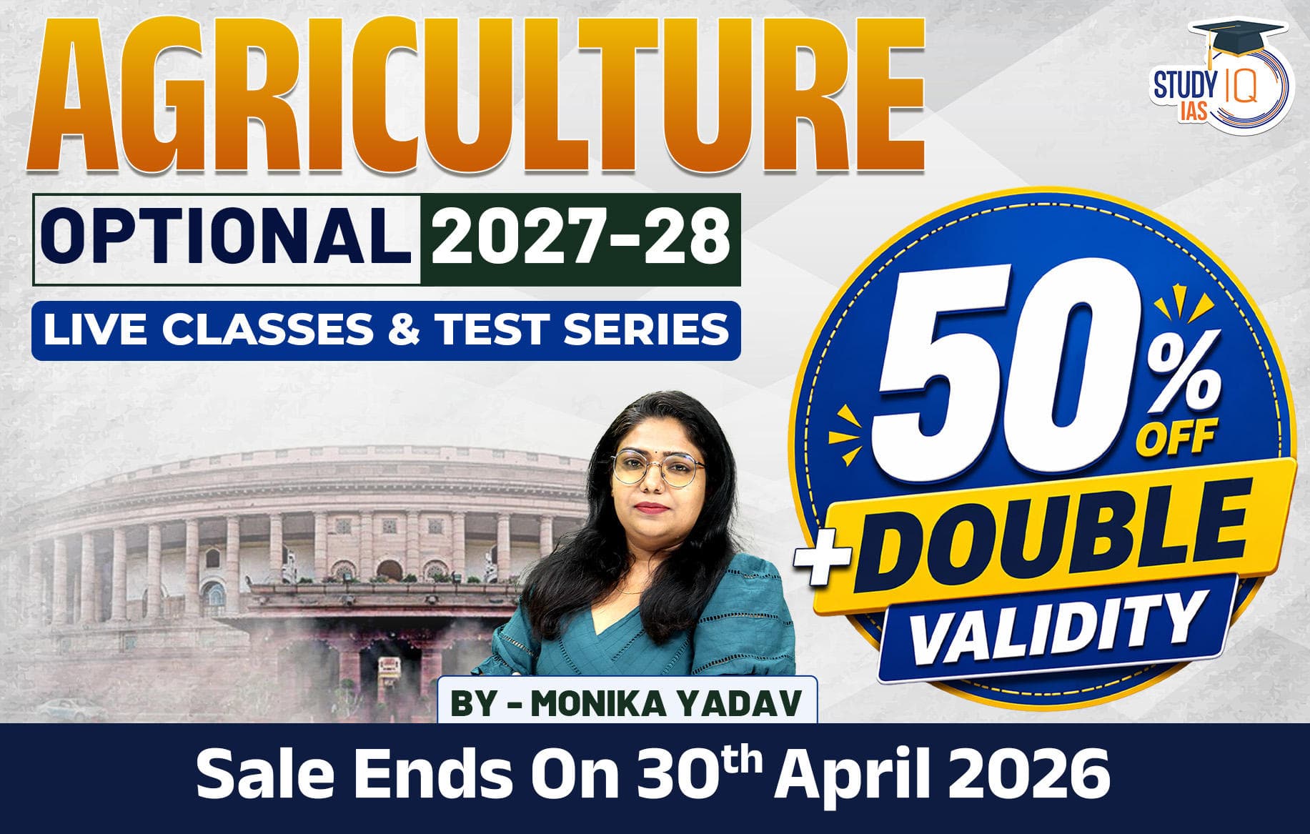 UPSC IAS (Mains) Agriculture Optional Live 2027-28 (Comprehensive) April Batch By Monika Yadav (Platinum)