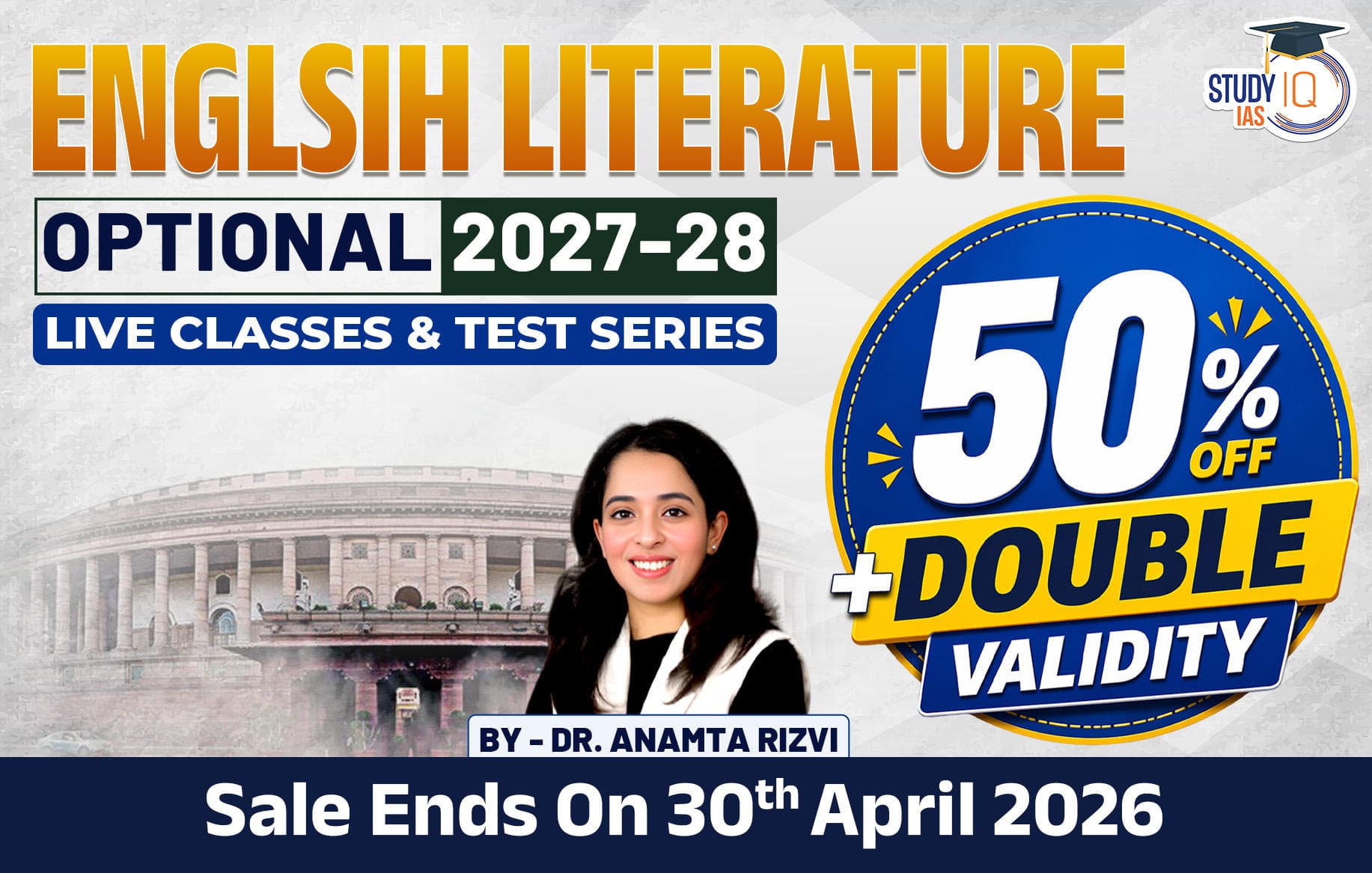 UPSC IAS (Mains) English Literature Optional Live 2027-28 (Comprehensive) April Batch By Dr. Anamta Rizvi (Gold)