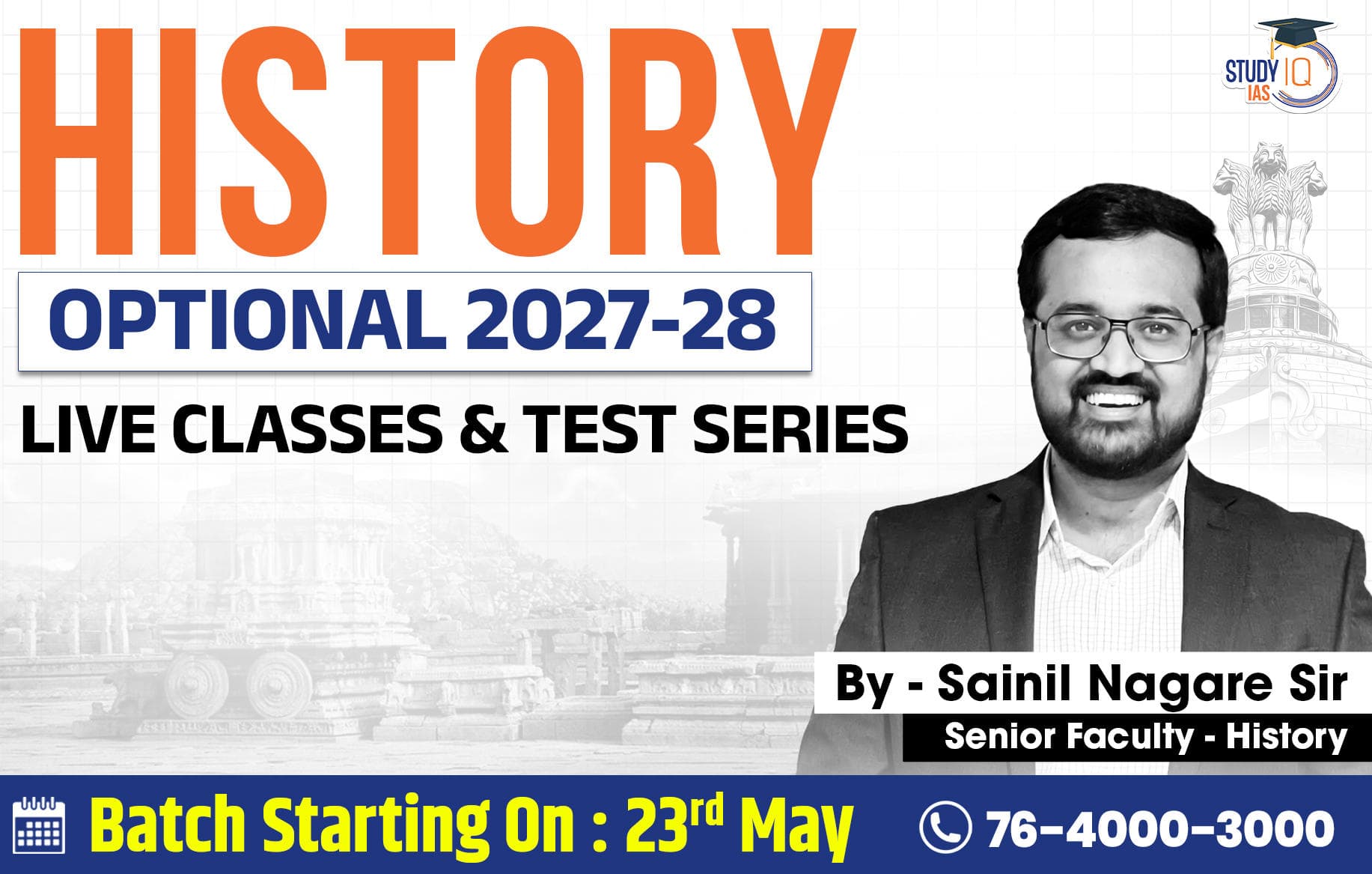 UPSC IAS (Mains) History Optional Live 2027-28 (Comprehensive) May Batch By Sainil Nagare