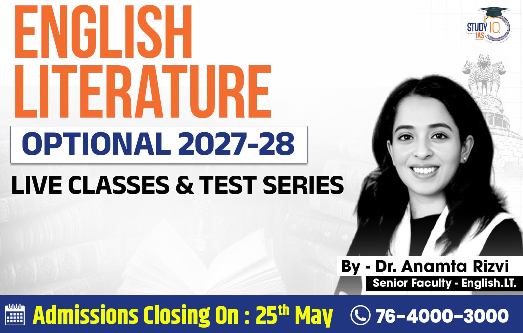 UPSC IAS (Mains) English Literature Optional Live 2027-28 (Comprehensive) May Batch By Dr. Anamta Rizvi