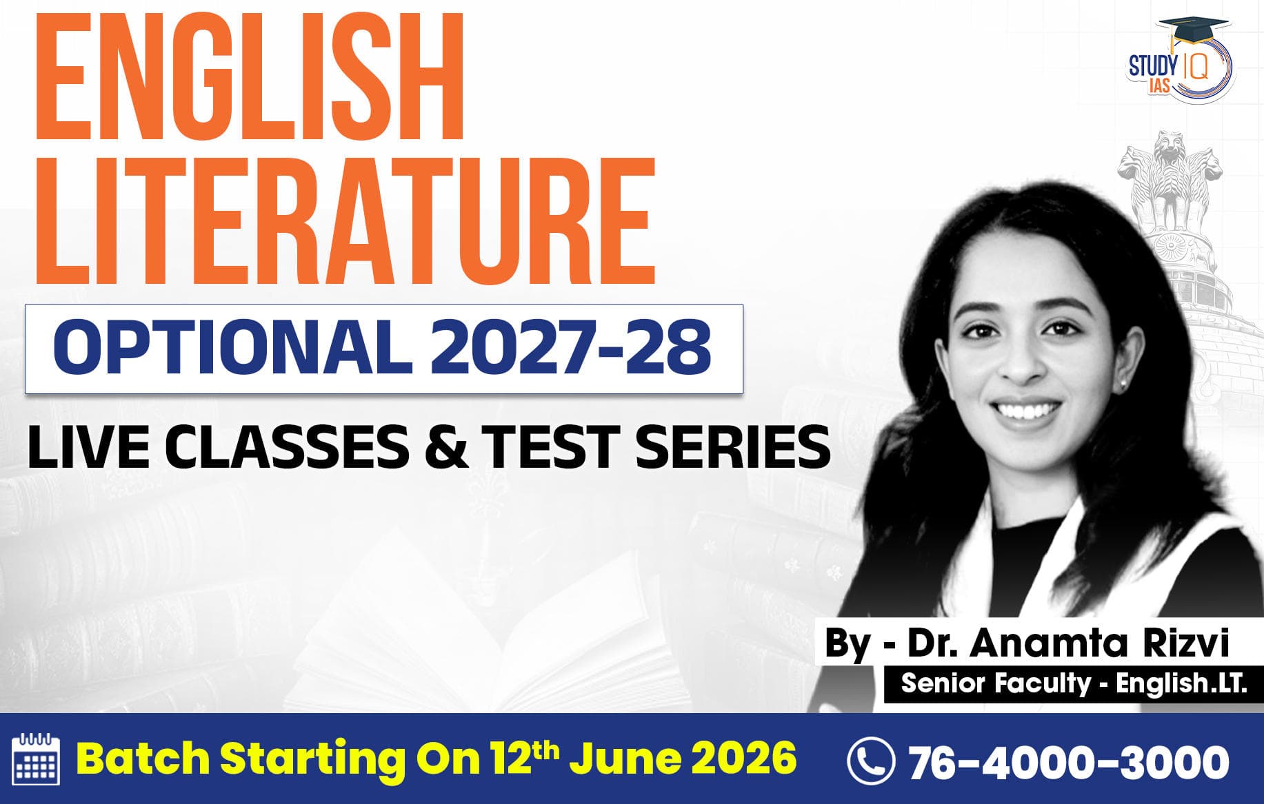 UPSC IAS (Mains) English Literature Optional Live 2027-28 (Comprehensive) June Batch By Dr. Anamta Rizvi