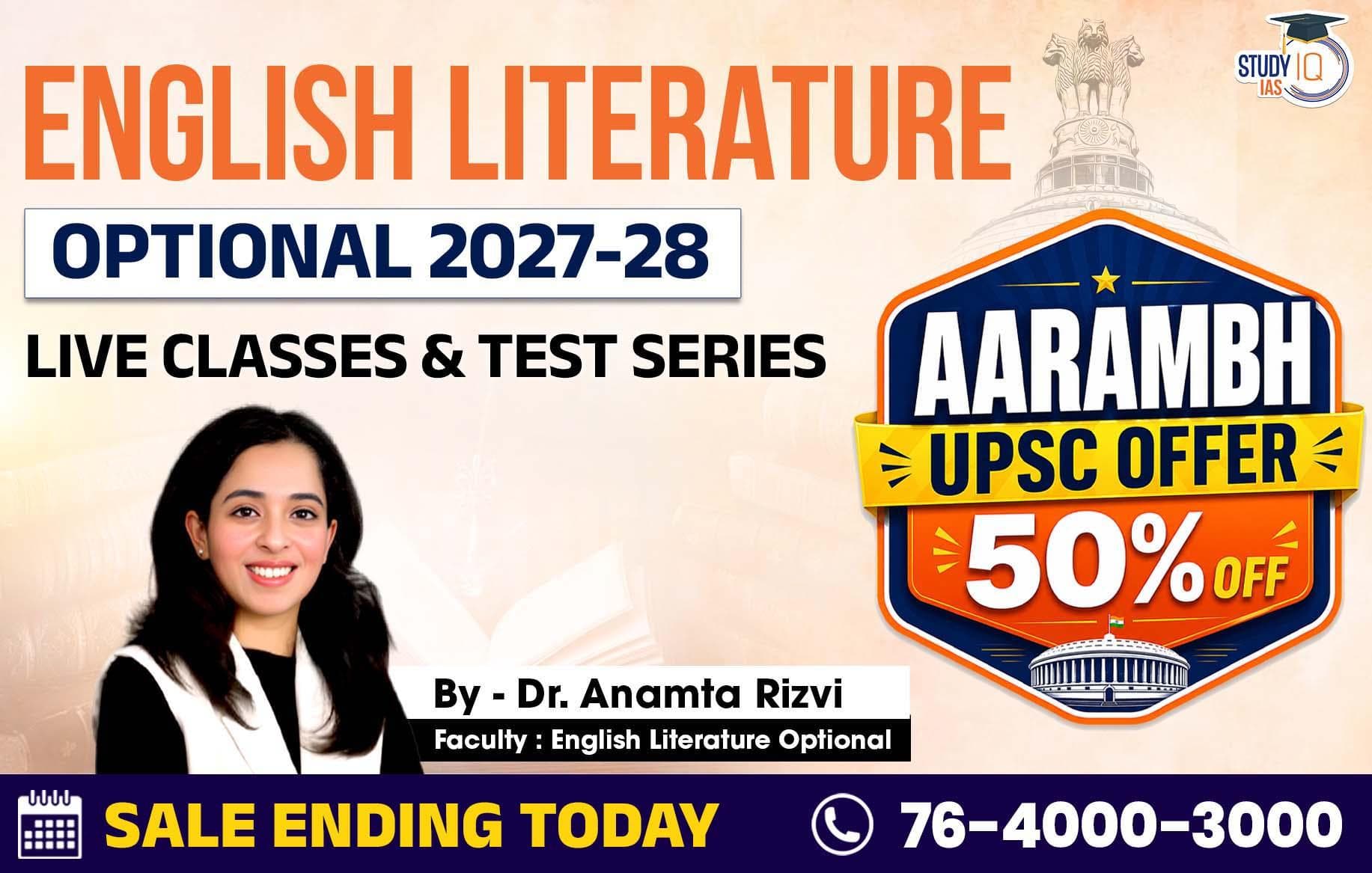 UPSC IAS (Mains) English Literature Optional Live 2027-28 (Comprehensive) June Batch By Dr. Anamta Rizvi