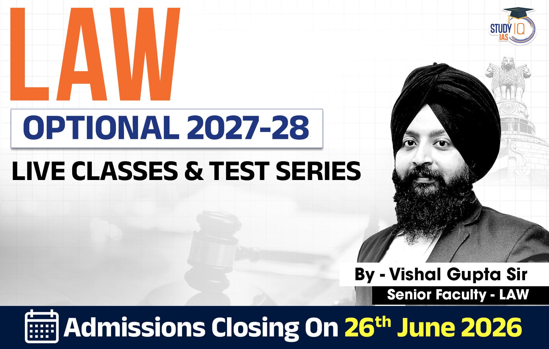 UPSC IAS (Mains) Law Optional Live 2027-28 June Batch By Vishal Gupta (Platinum)