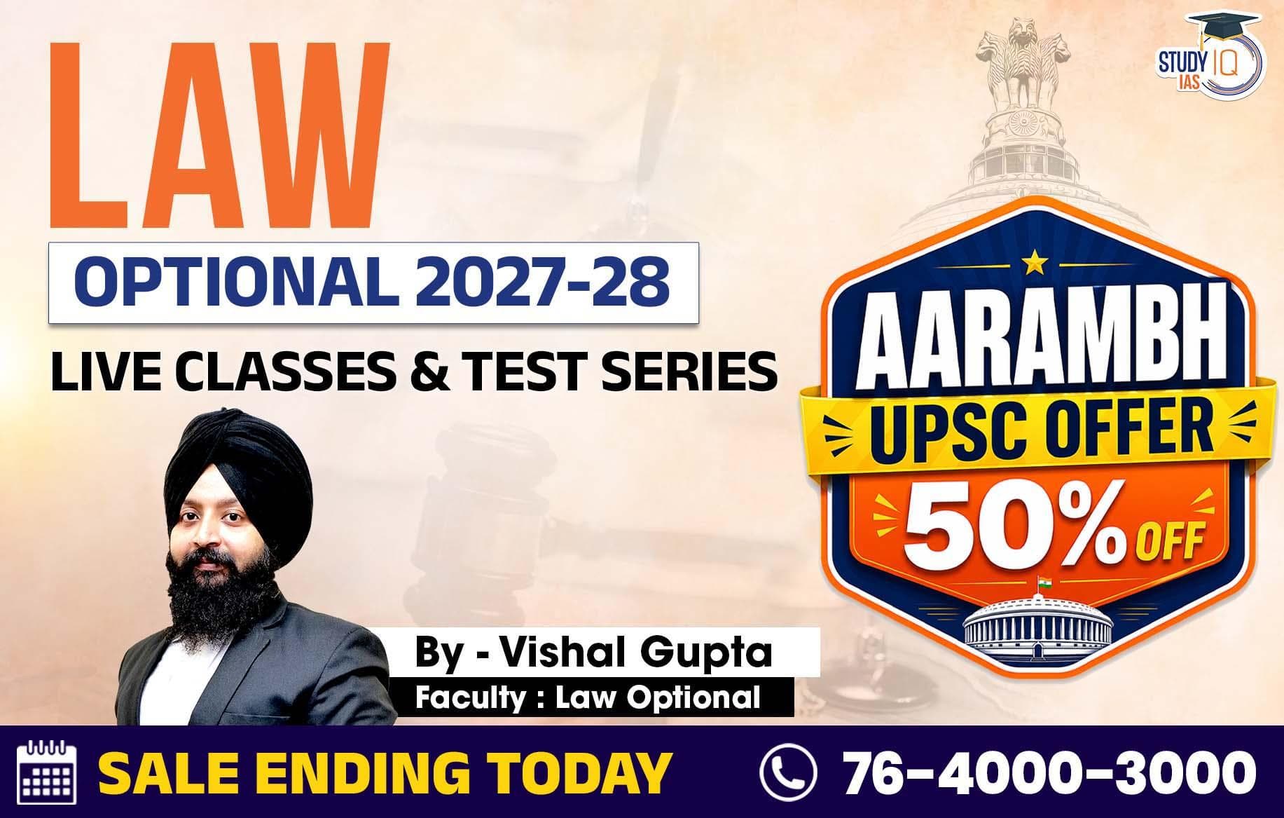 UPSC IAS (Mains) Law Optional Live 2027-28 June Batch By Vishal Gupta