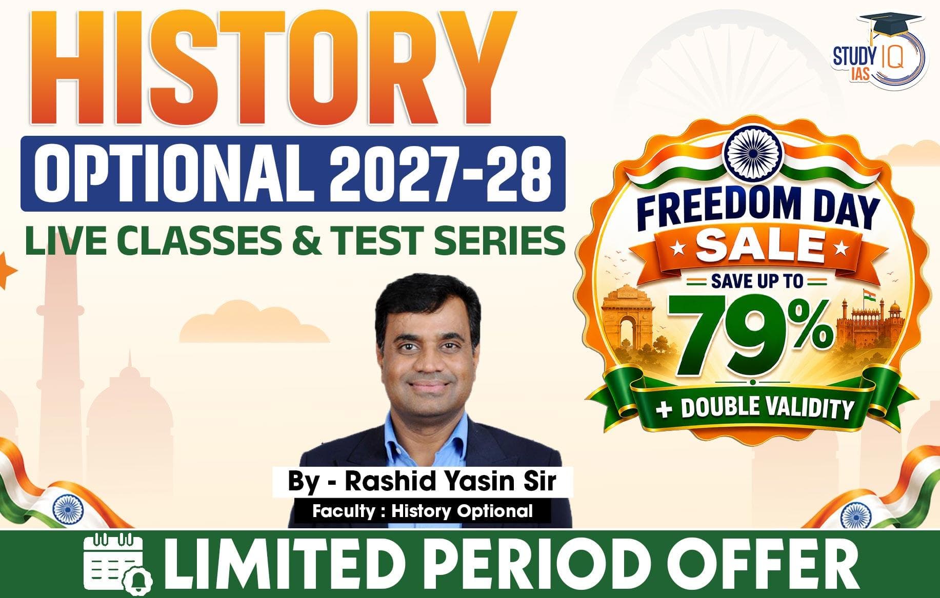 UPSC IAS (Mains) History Optional Live 2027-28 (Comprehensive) August Batch By Rashid Yasin (Standard)