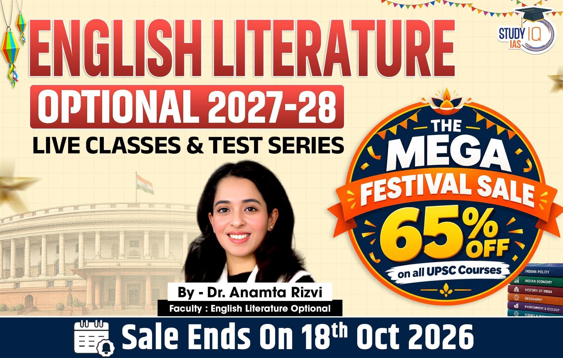 UPSC IAS (Mains) English Literature Optional Live 2027-28 (Comprehensive) October Batch By Dr. Anamta Rizvi (Standard)