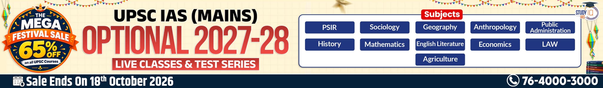 UPSC IAS (Mains) PSIR Optional Live 2027-28 (Comprehensive) October Batch By Shashank Tyagi