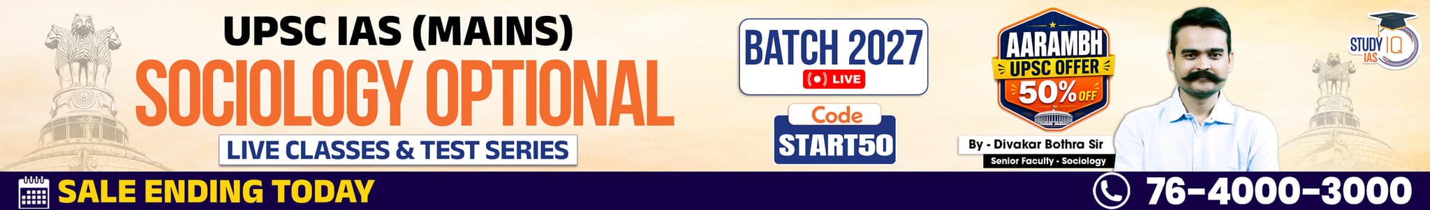 UPSC IAS (Mains) Sociology Optional Live 2027-28 (Comprehensive) June Batch By Divakar Bothra