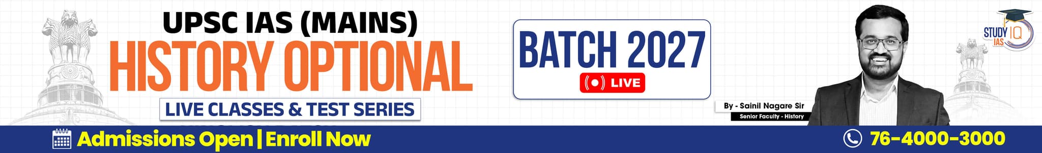 UPSC IAS (Mains) History Optional Live 2027-28 (Comprehensive) July Batch By Sainil Nagare